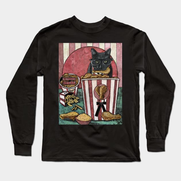 Chicken Lovin’ Cat Long Sleeve T-Shirt by Artladyjen